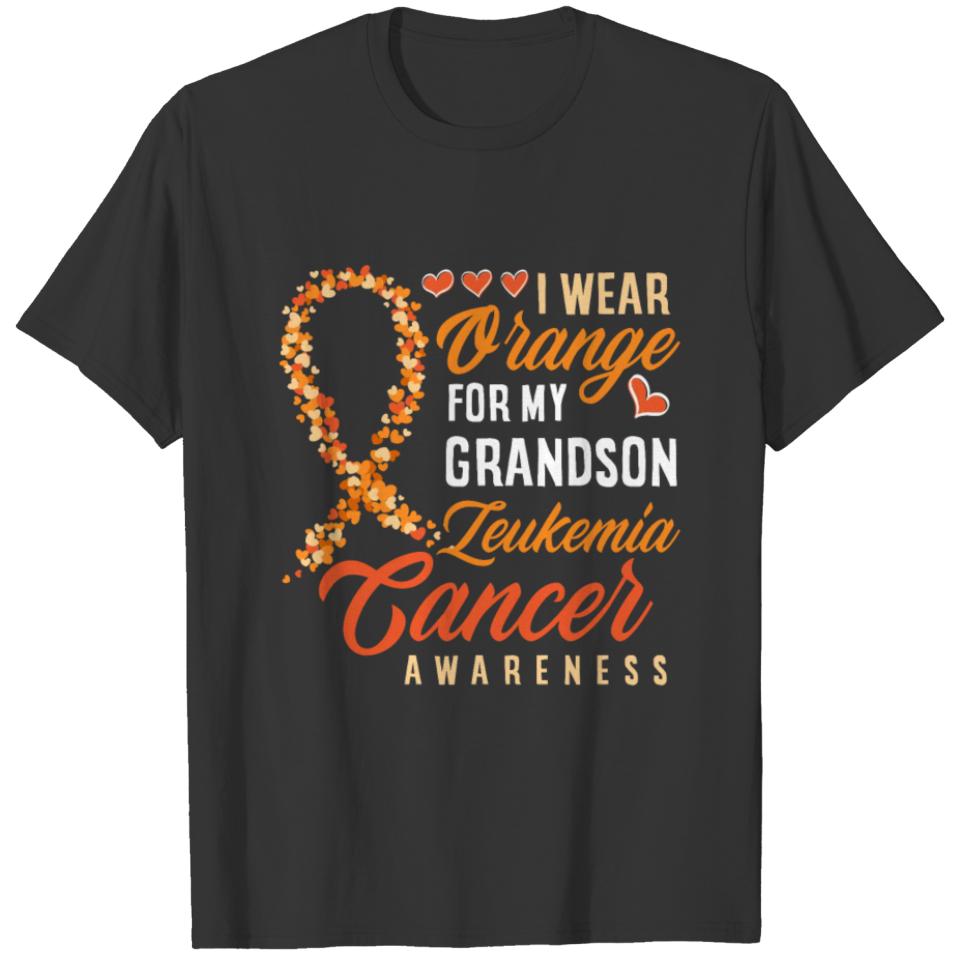 I Wear Orange For My Grandson Leukemia Cancer T-shirt