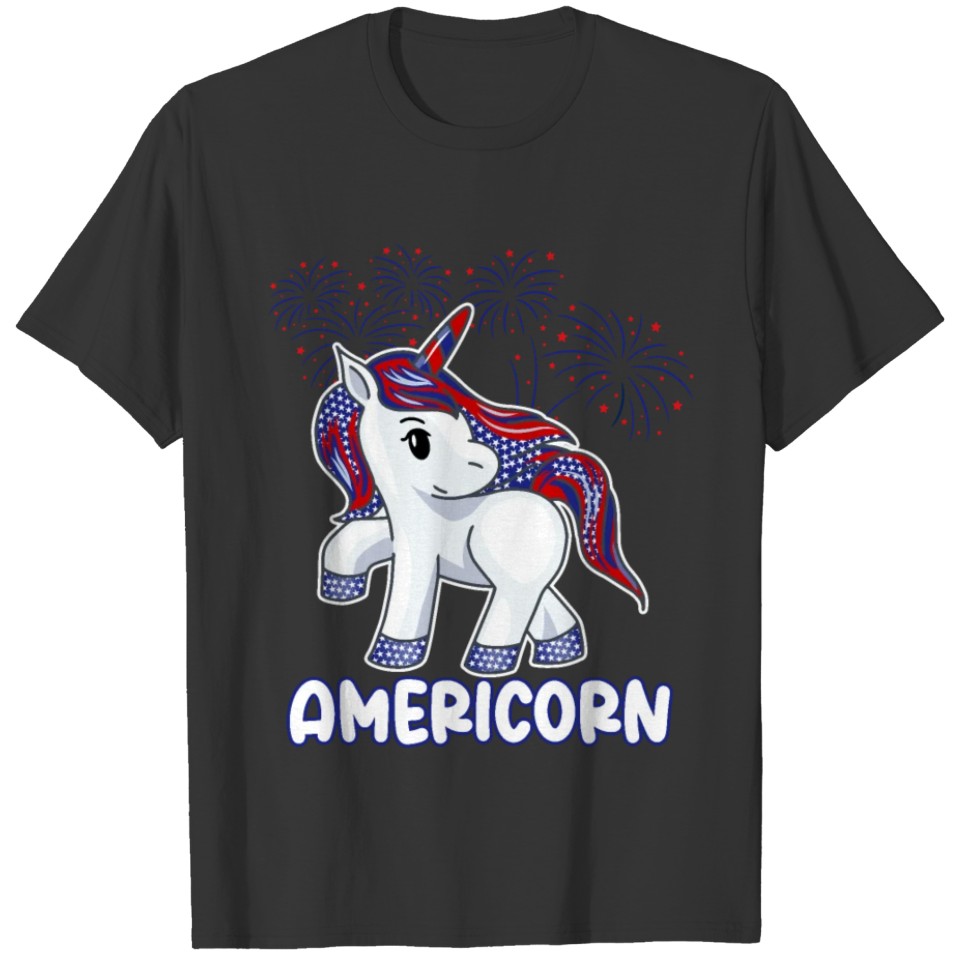 July 4th Patriotic Unicorn American Colors T-shirt