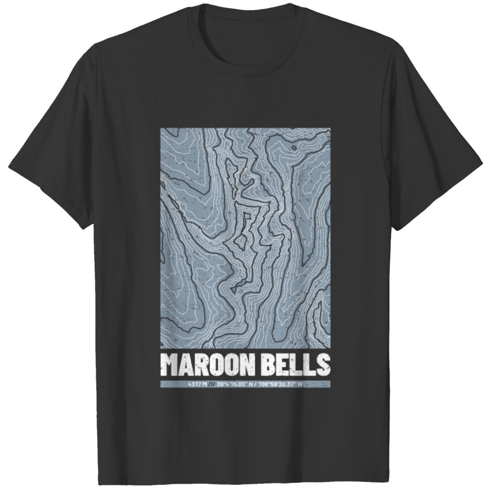 Maroon Bells | Topographic Map (Grunge) T-shirt