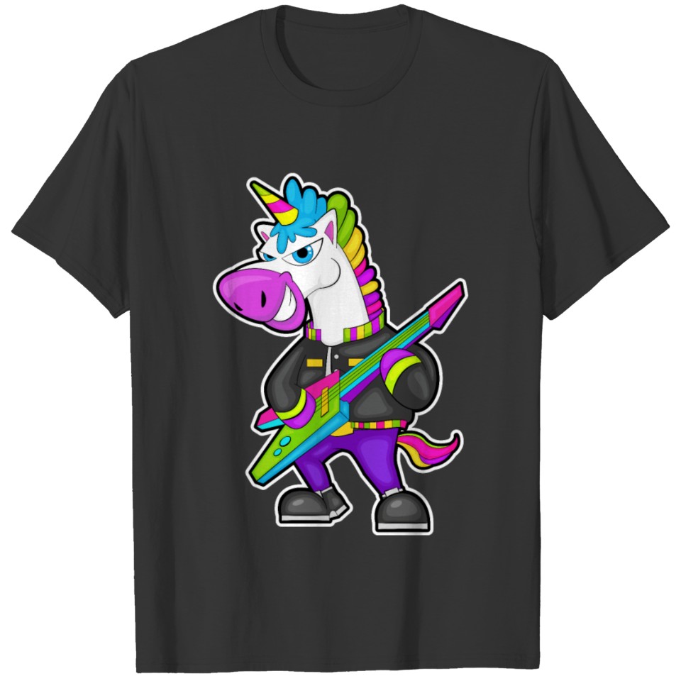 Unicorn as Musician with Guitar T-shirt