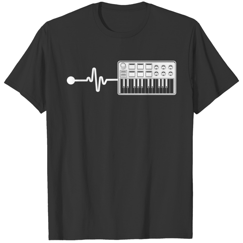 Modular Synthesizer Keyboard Synth Heartbeat T-shirt
