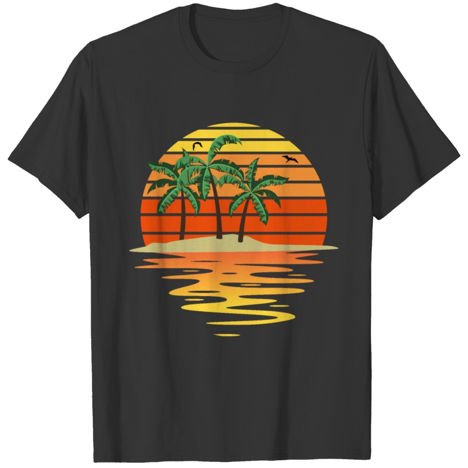 Island with palm trees and sunset T-shirt