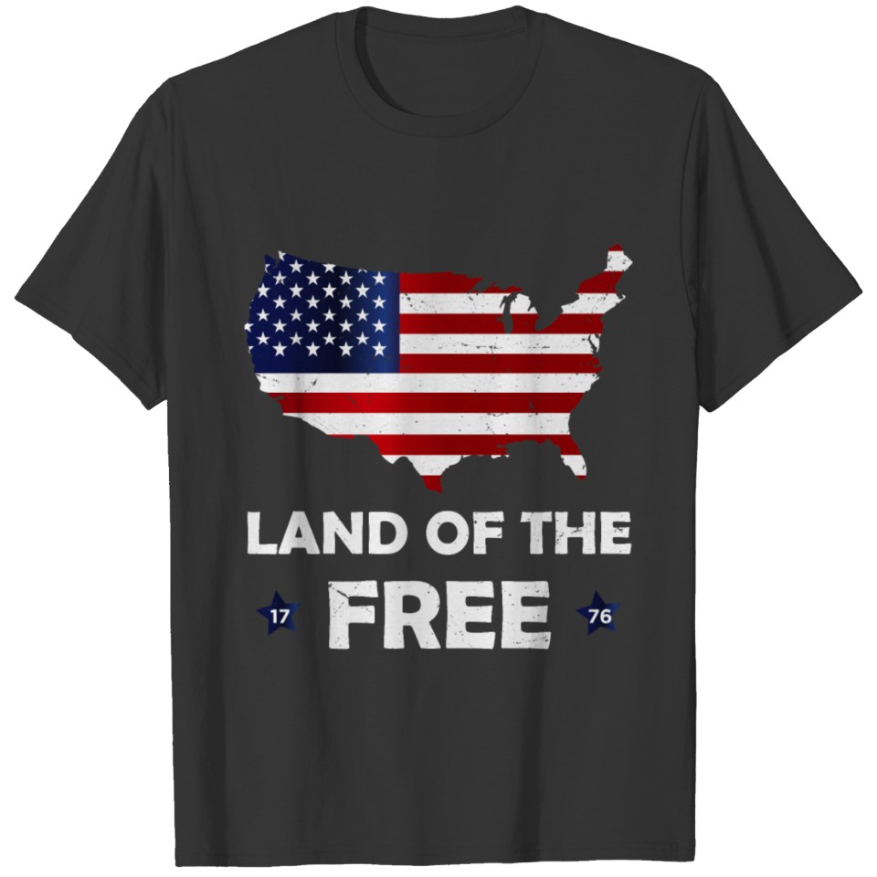 4th of July Map of the USA Land of the Free T-shirt