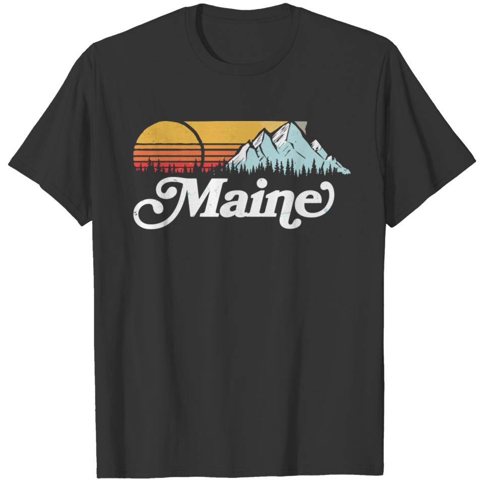 Retro Vibe Maine Vintage Mountains Sun T-shirt