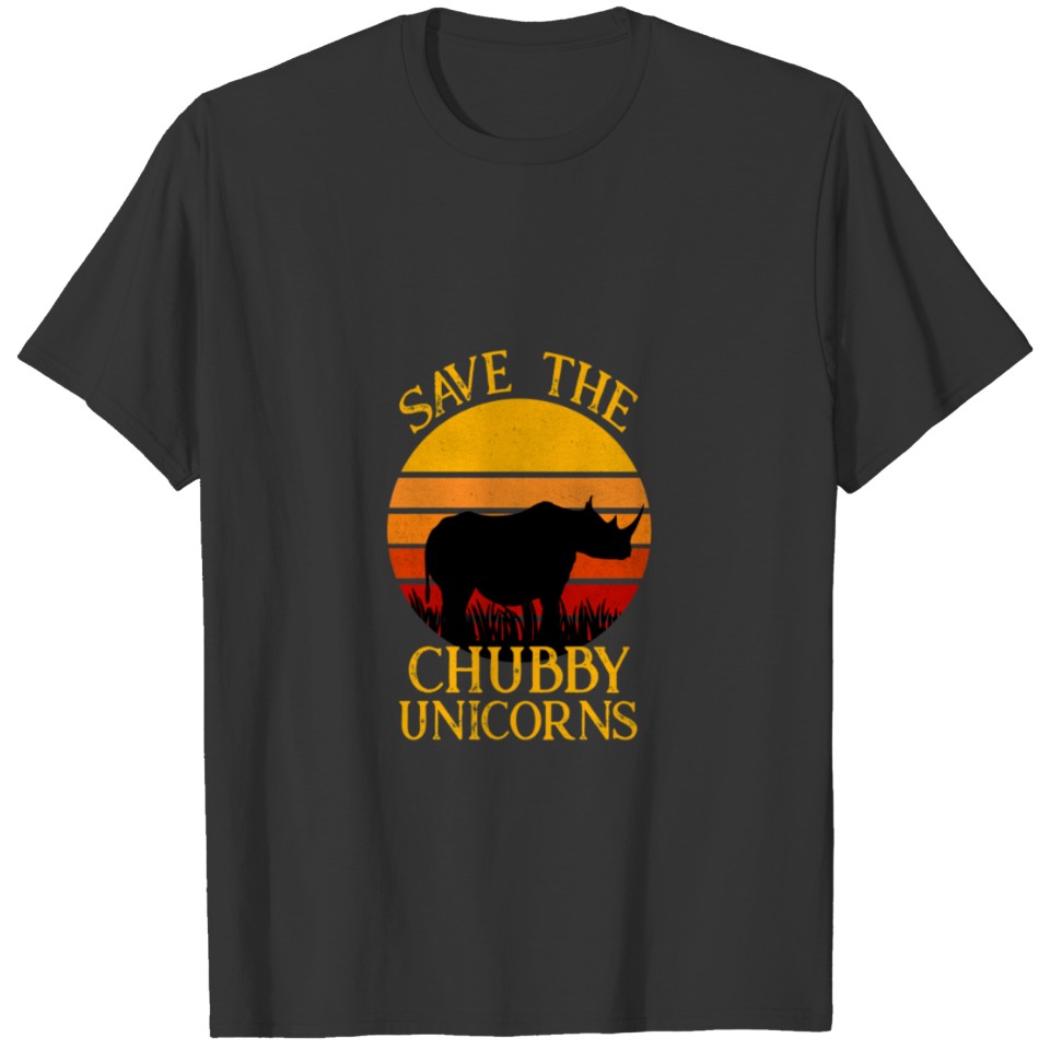 Save Chubby Unicorns unicorn retro vintage rhino E T Shirts