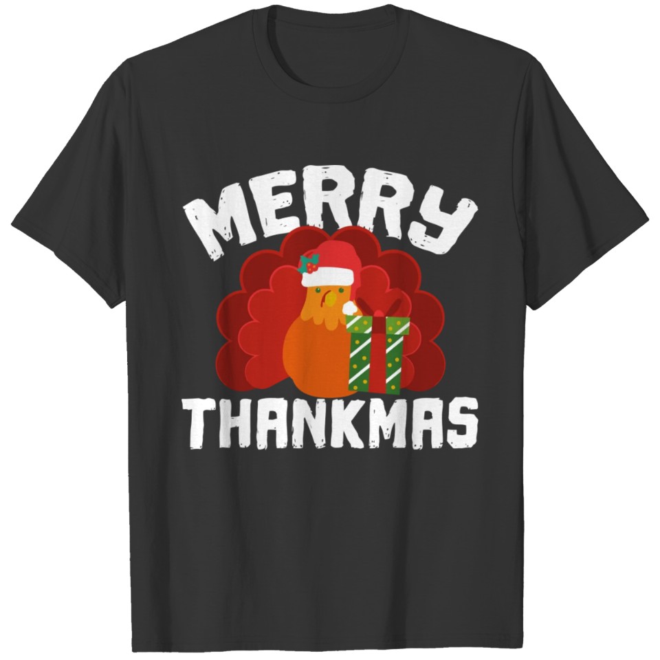 Merry Thanksmas Santa Turkey Happy Thanksgiving T-shirt