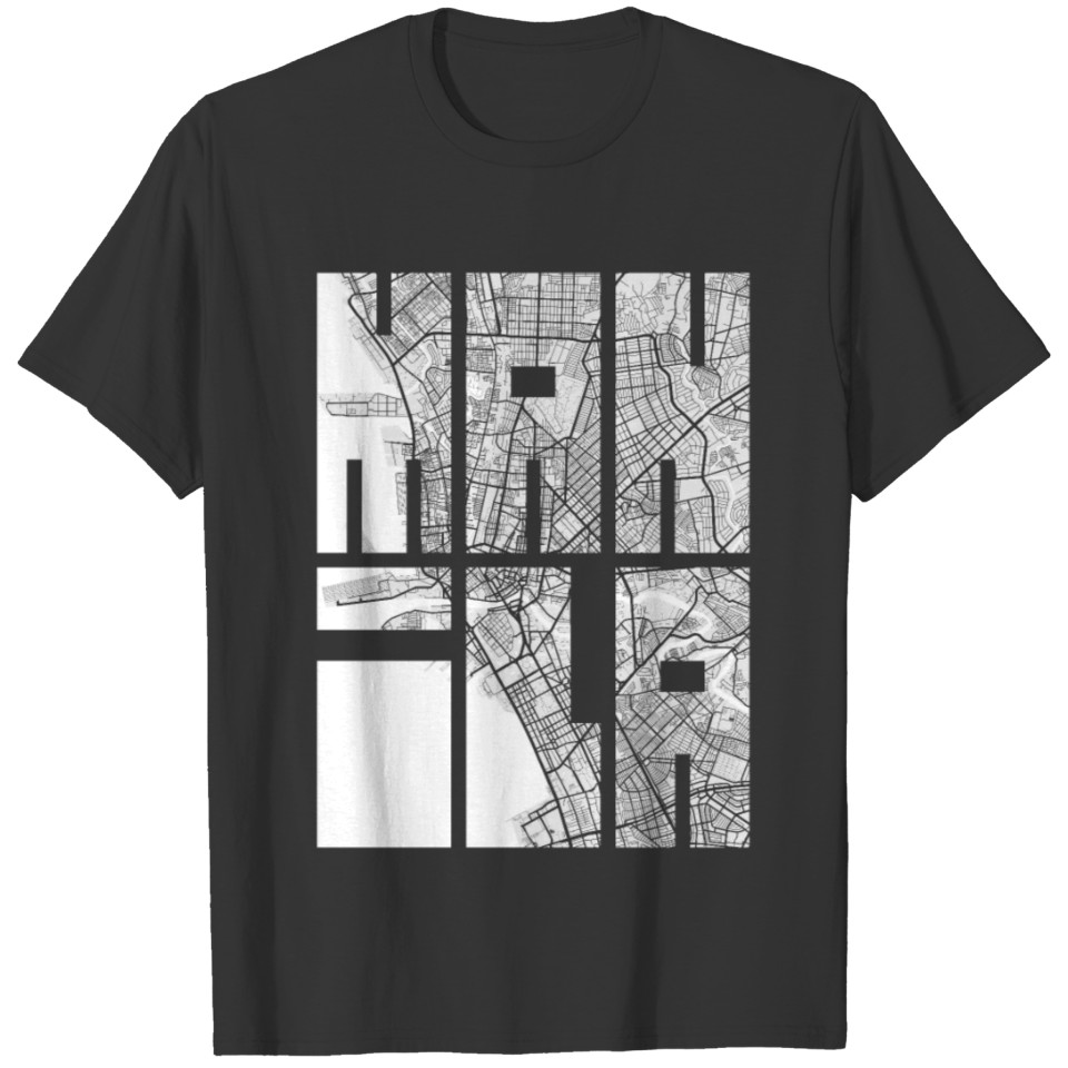 Manila, Philippines City Map Typography - Light T-shirt