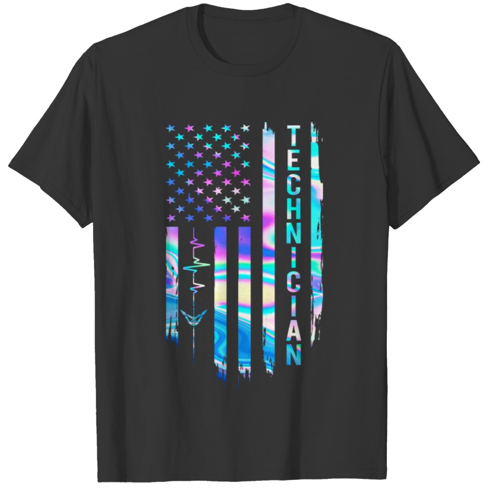 Awesome US Flag Heart Technician T-shirt