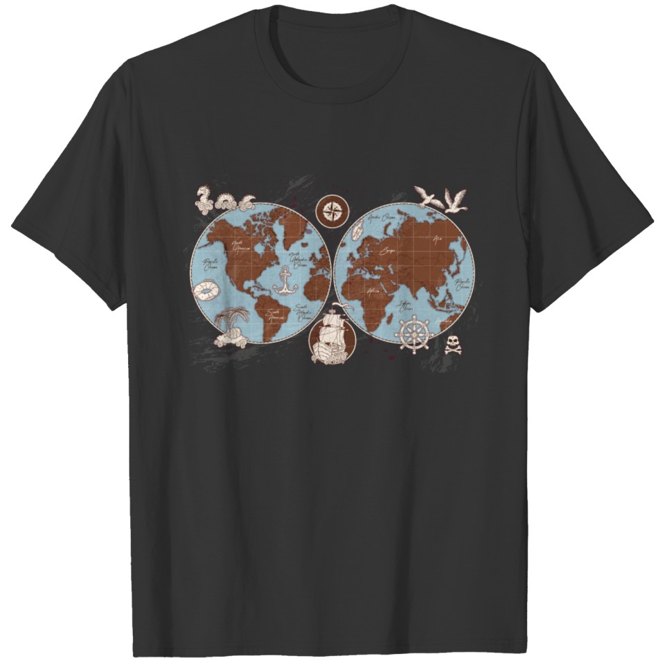 Pirate world map T-shirt