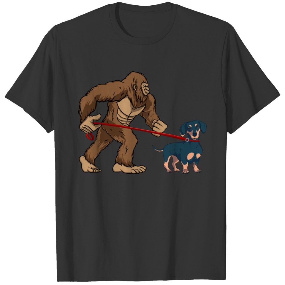 Bigfoot Walking Dachshund Funny Sasquatch Dog T-shirt