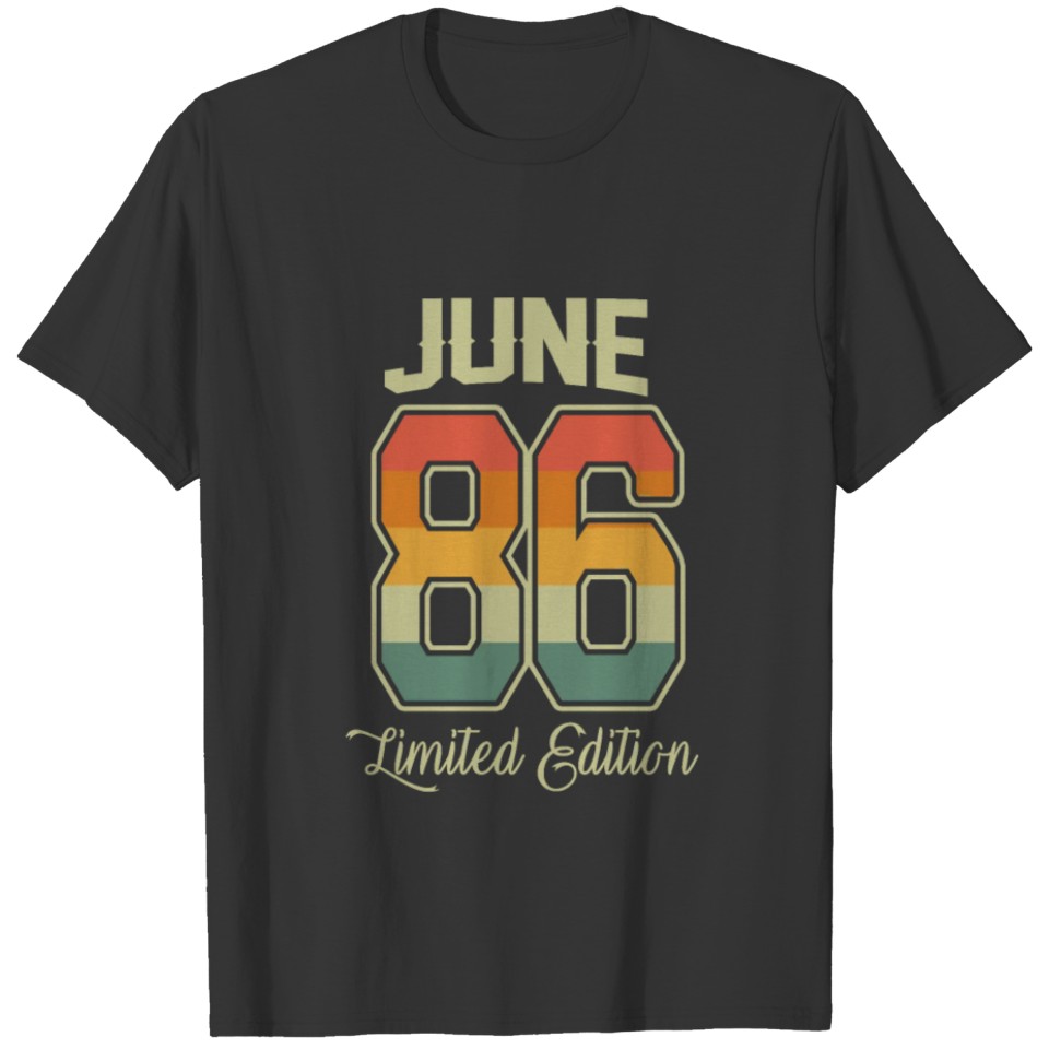 Vintage 35th Birthday June 1986 Sports Gift T-shirt