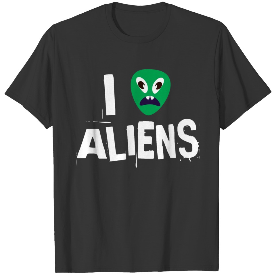 I Love Aliens Heart Face Alien Exobiology T-shirt