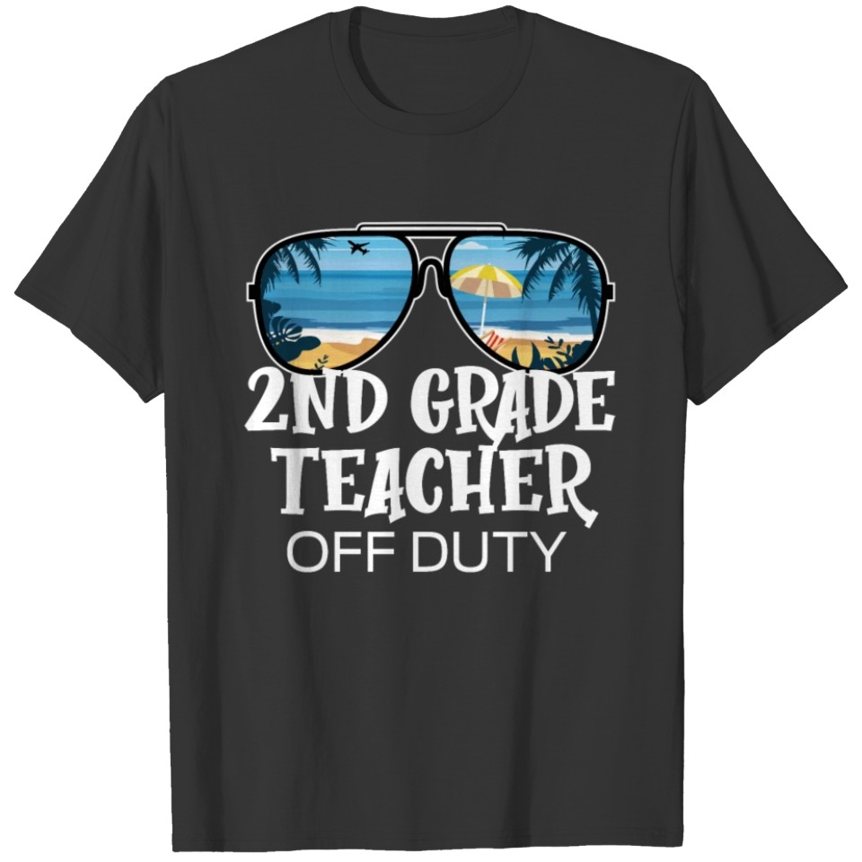 2nd Grade Teacher Off Duty Sunglasses Palm Tree T Shirts