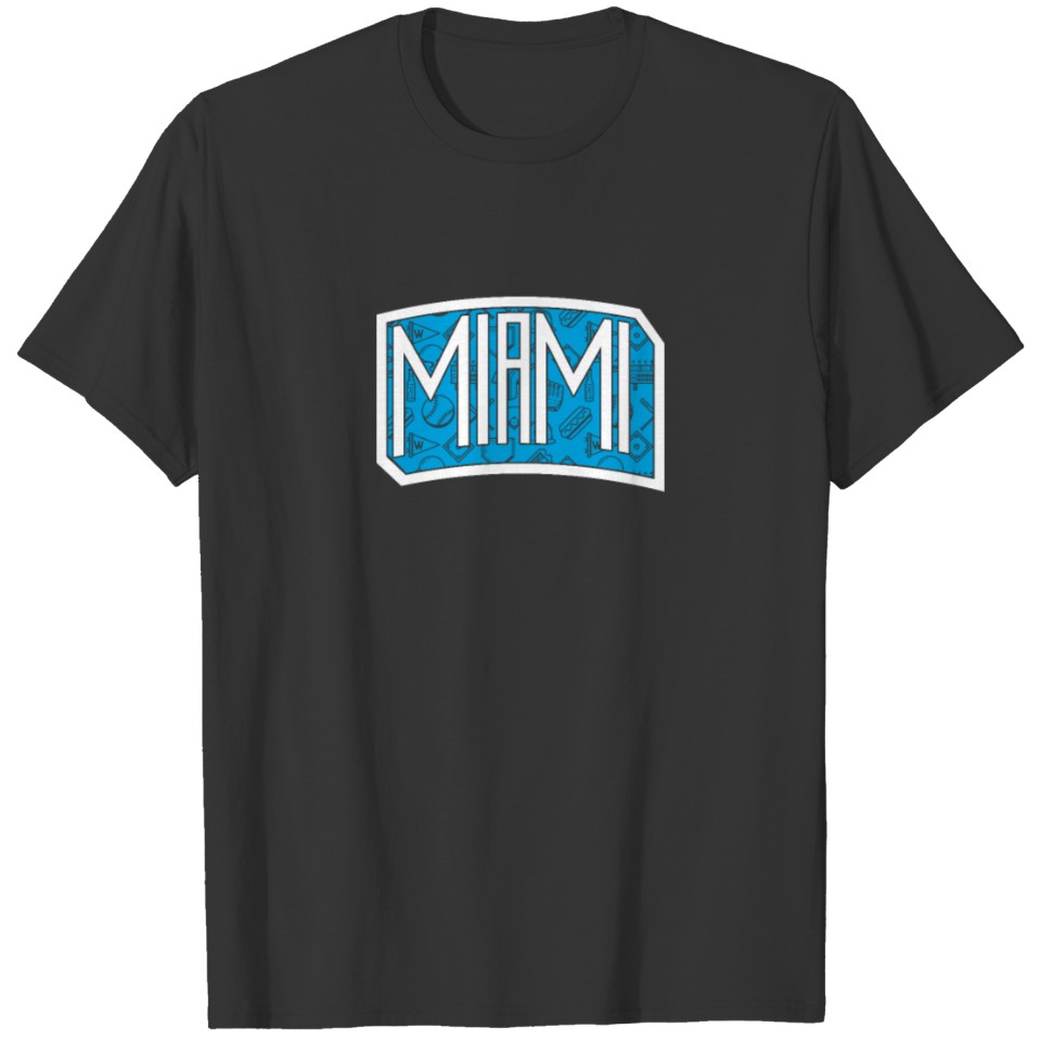 Miami Baseball Cool City Word Art Graphic T-shirt