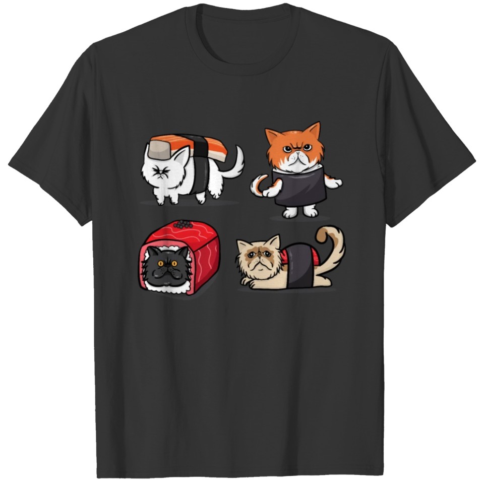 Sushi Persian Cat for Funny Cat Lover & Sushi Love T-shirt