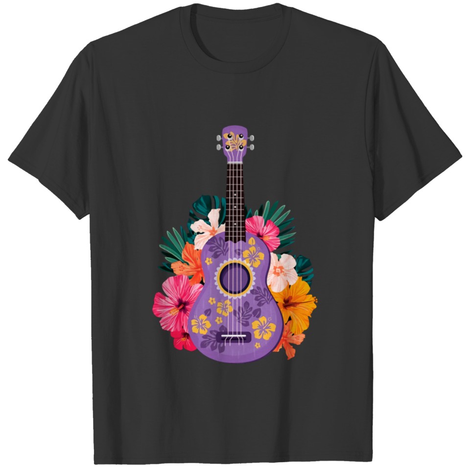Floral Ukulele Music Instrument T Shirts