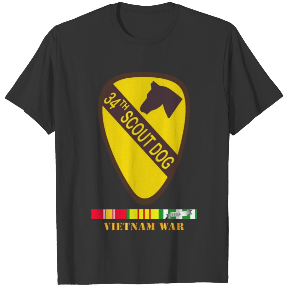 Army 34th Scout Dog Platoon w VN SVC wo Txt T-shirt