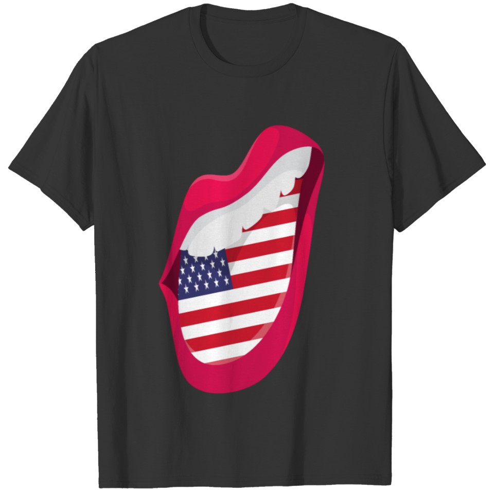 American Flag Lips Patriotic Day Kisses 4thofJuly T-shirt