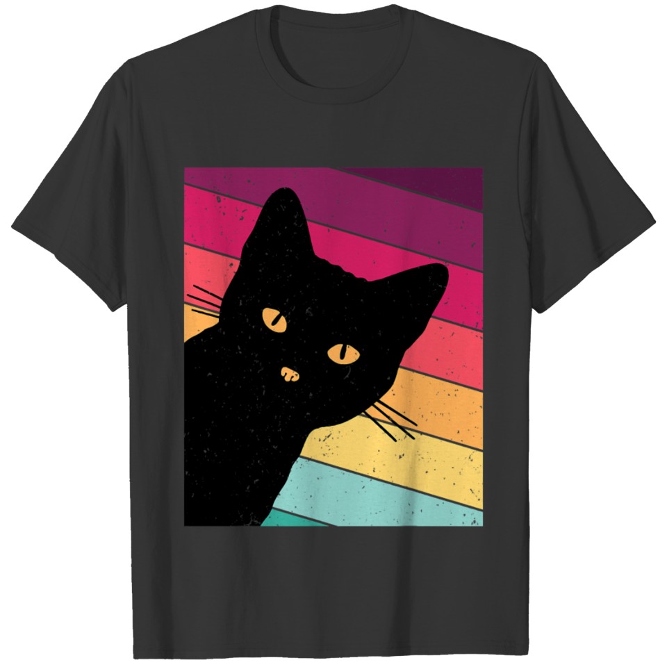 Retro Cat Black Cat Shirt Vintage Cat T-shirt