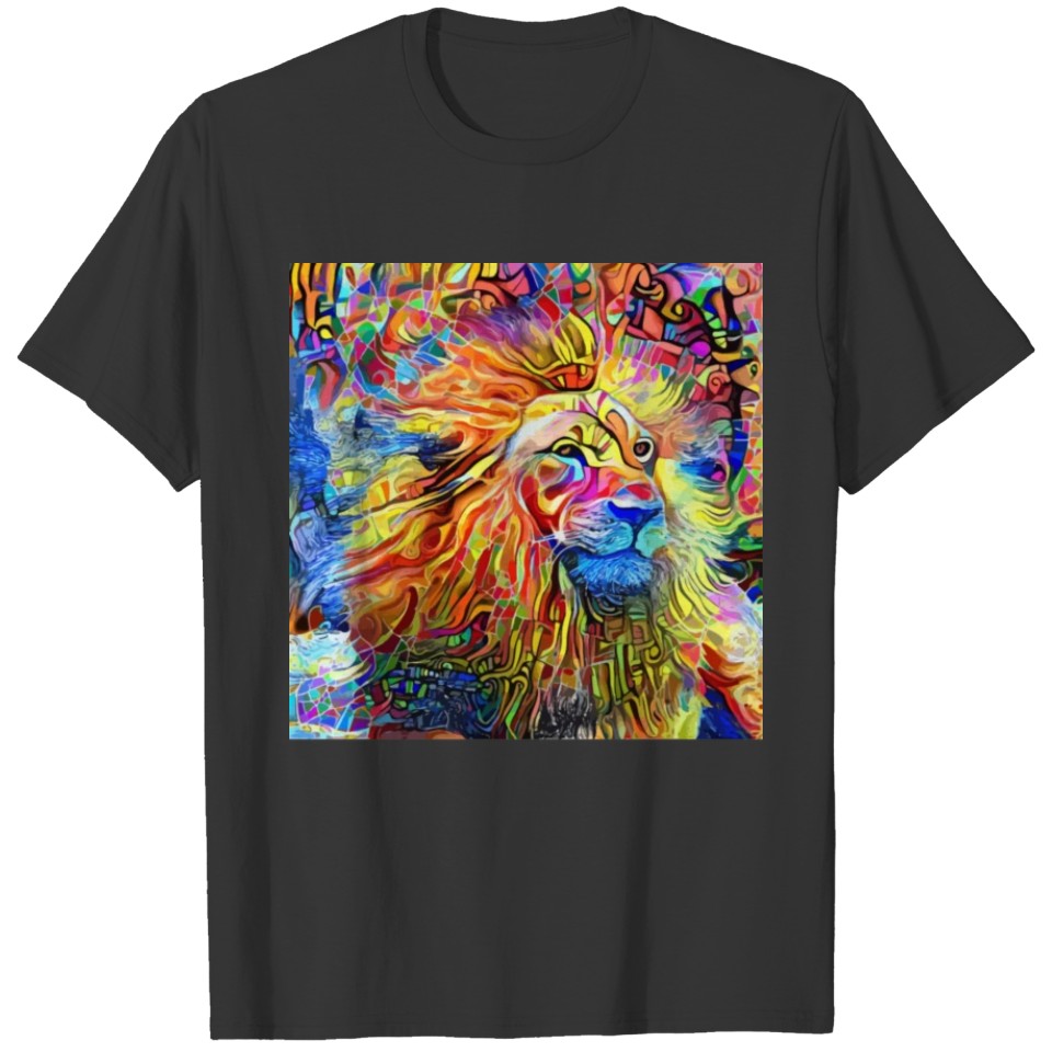 Abstract Lion, Zoo Art, King of Jungle, Big Cat T Shirts