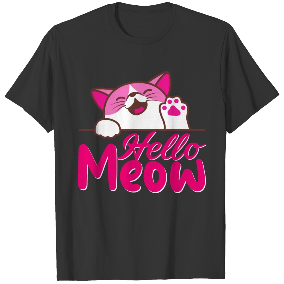 Hello Meow funny cat tshirt T-shirt