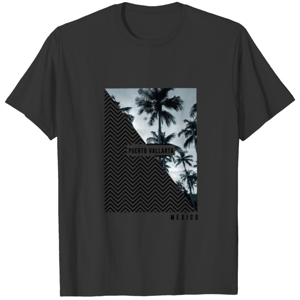 Stylish Puerto Vallarta Mexico Palm Tree Beach T-shirt