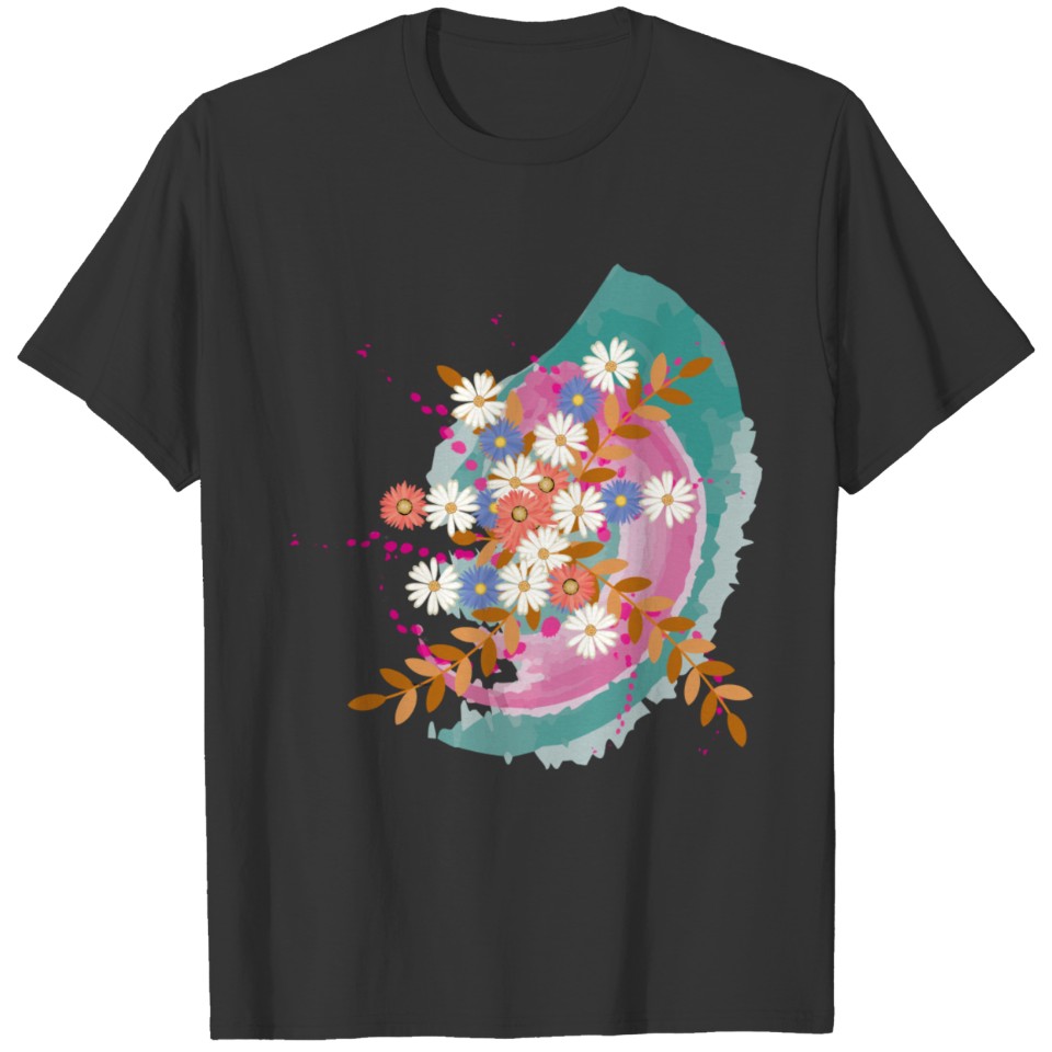 abstract floral design T-shirt