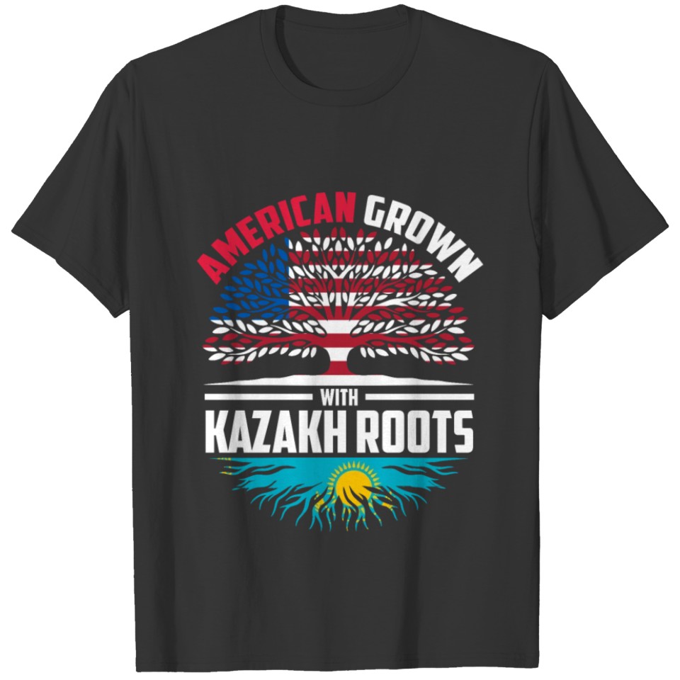 American Grown With Kazakh Roots Kazakhstan Flag F T-shirt
