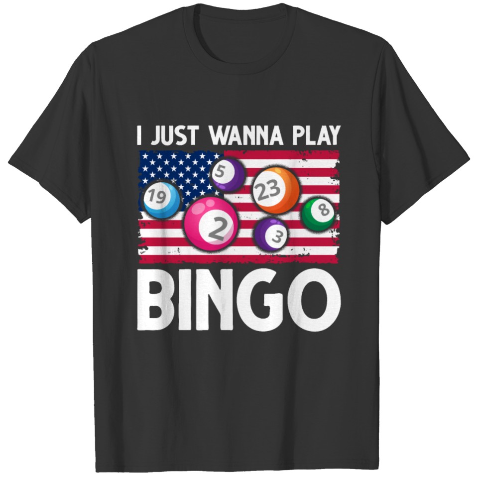 Play Bingo American Flag Funny Bingo T-shirt
