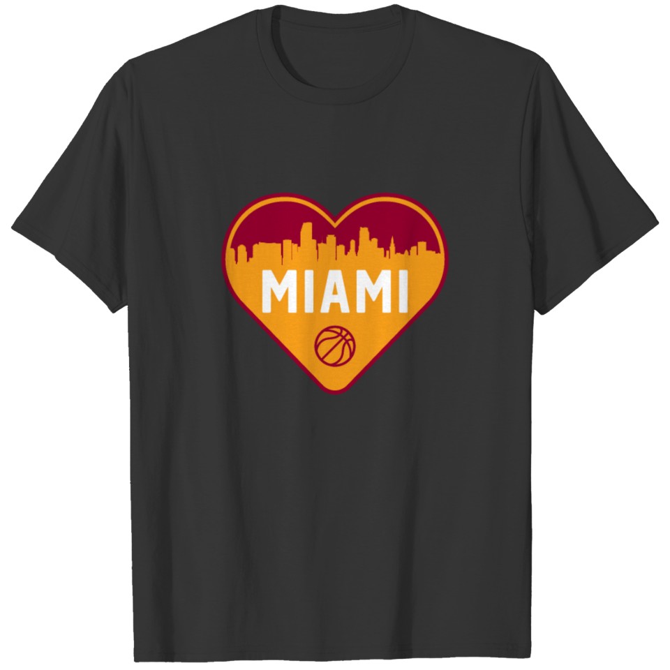 Cute I Love Miami Basketball Heart MIA City T-shirt