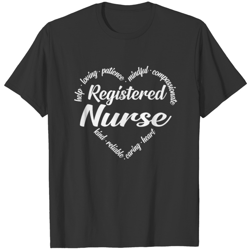 Mental Health Nurse Heart Word T Shirts