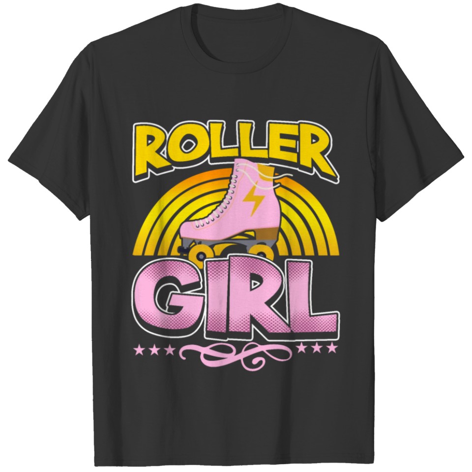 Roller Girl Skater Skating 70s 80s Retro Vintage T Shirts