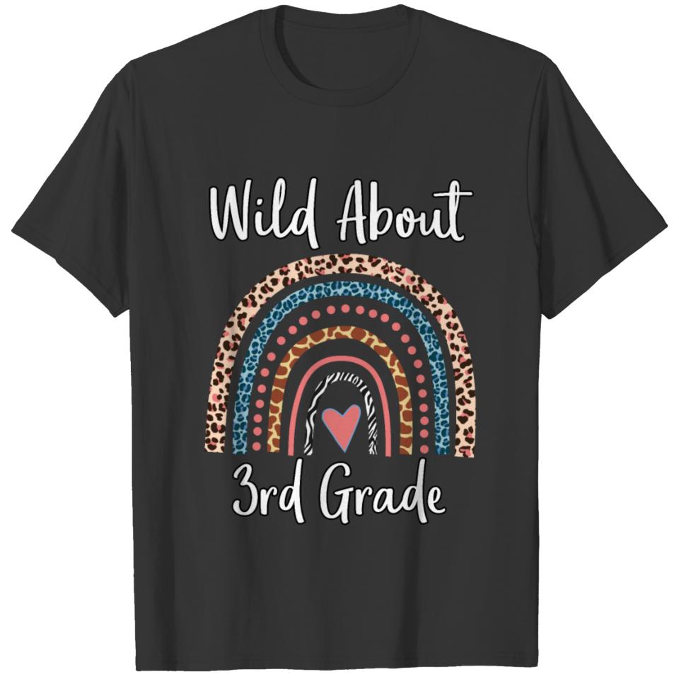 Wild About 3rd Grade Cheetah Zebra Rainbow Print T-shirt