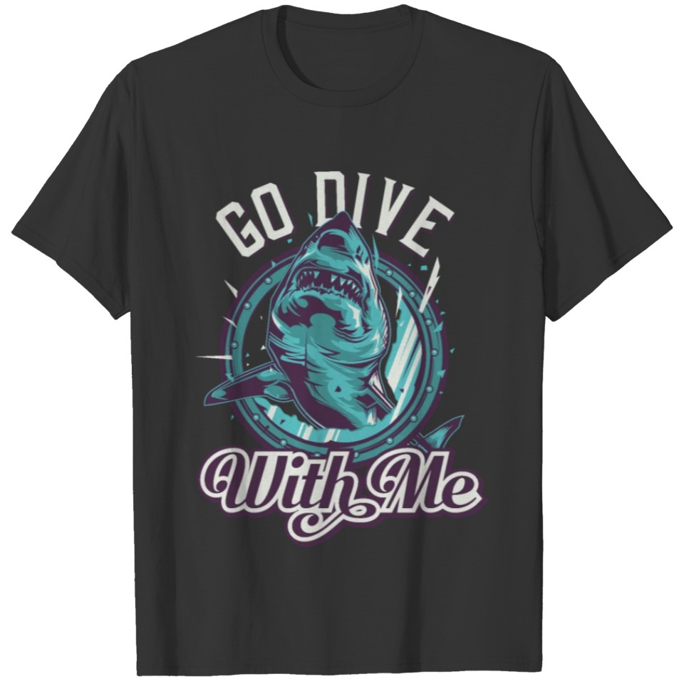 Vintage Retro Shark - Dive With Me! T-shirt