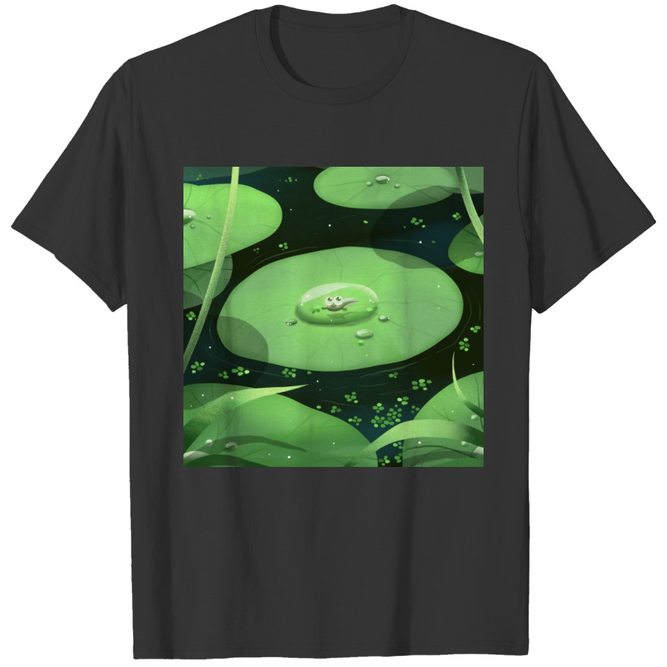 Cute Tadpole on Leaf - Baby frog T Shirts