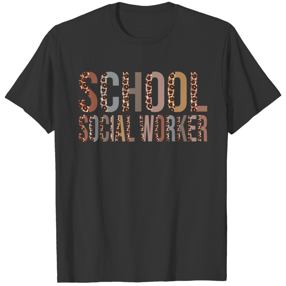 Leopard School Social Worker Funny Back to School T Shirts