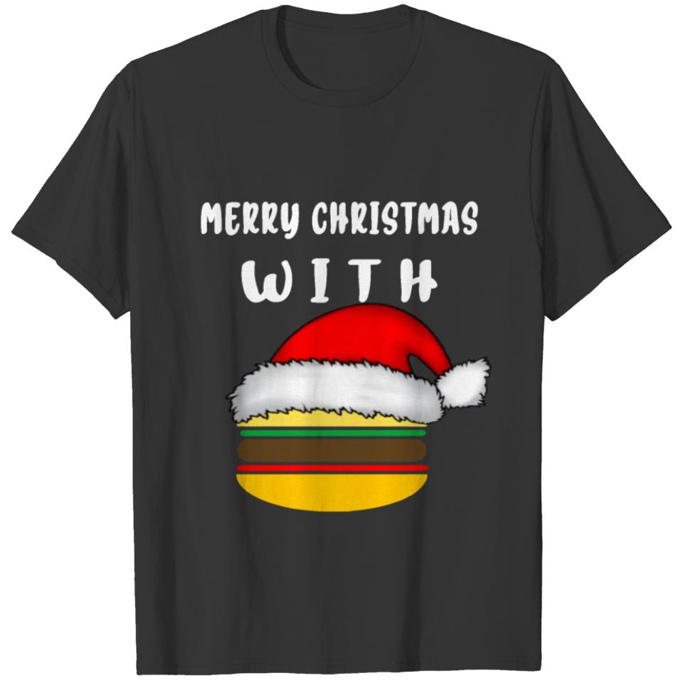 Merry Christmas with Cheese Santa Hat T-shirt