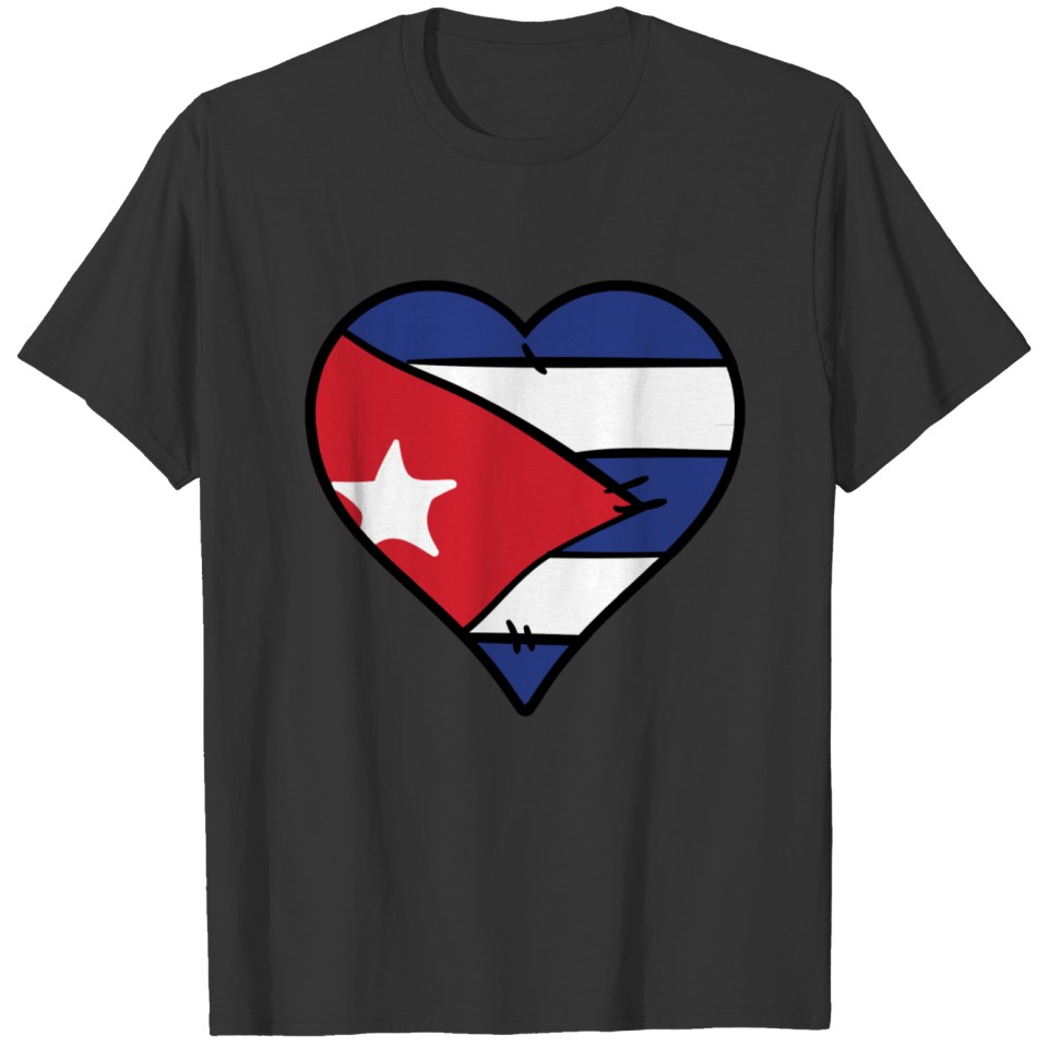 Cuba Heart Cuban Flag T-shirt