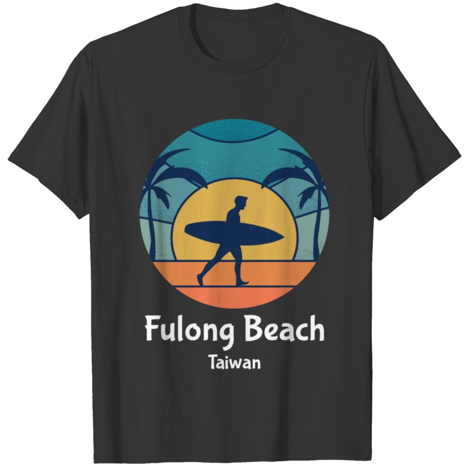 Fulong Beach Taiwan Surfing Surfer Vintage Sunset T-shirt