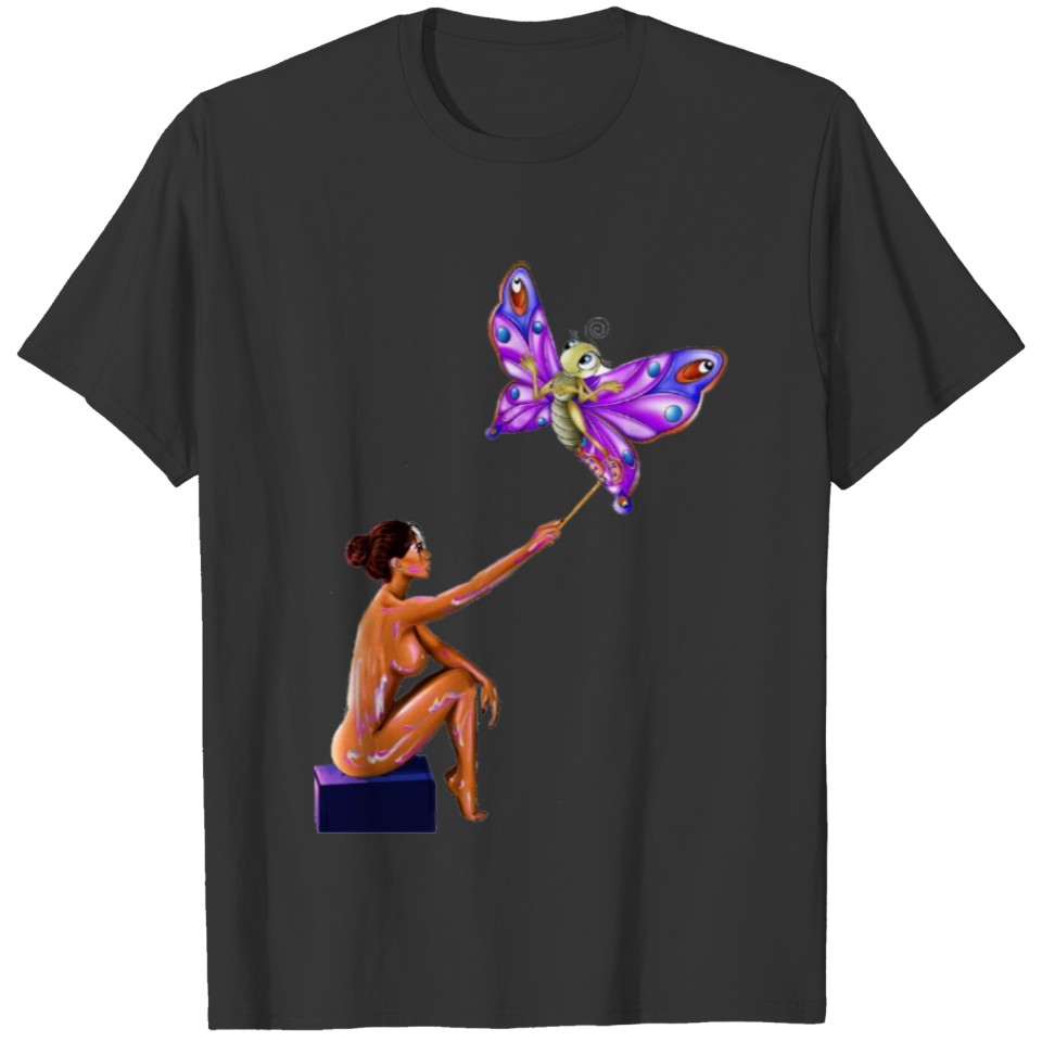 Girl painting butterfly T Shirts