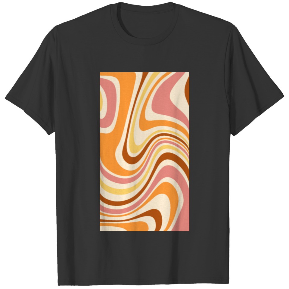 aesthetic swirls orange 70s retro T Shirts