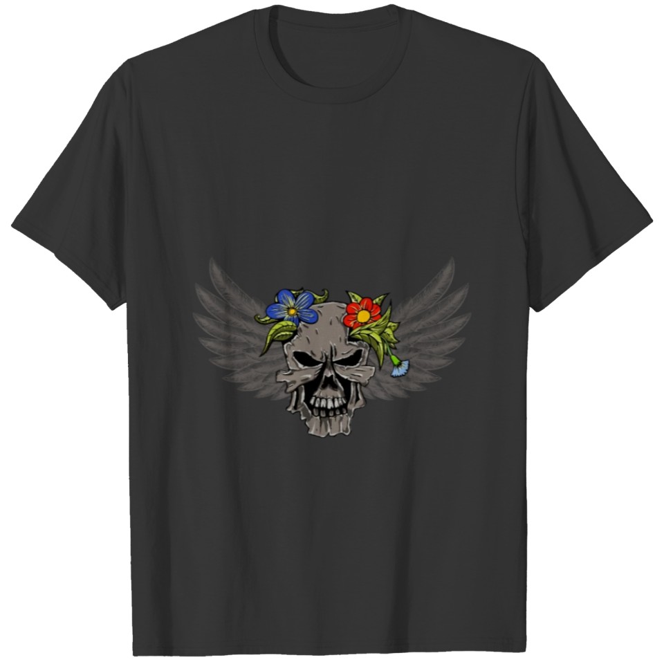 Flying silver skull T-shirt