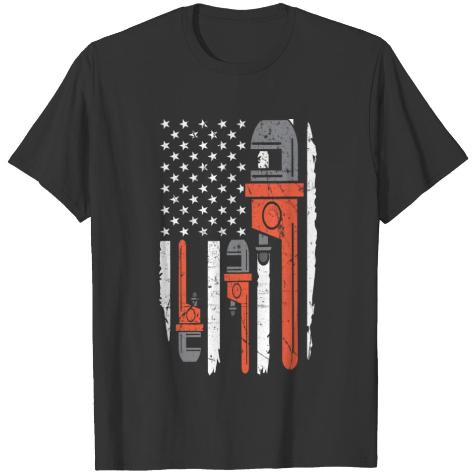 Funny Mechanic Car American Flag Apparel T-shirt