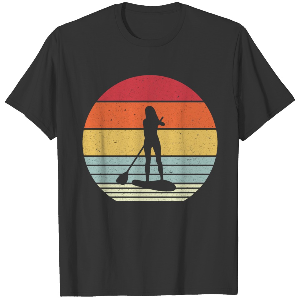 Retro Vintage Sunset stand-up paddle boarding T Shirts