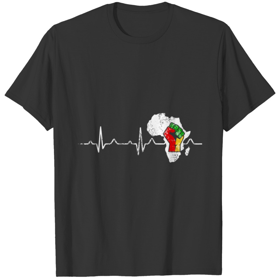 Juneteenth Heart Map Black African American Flag T-shirt