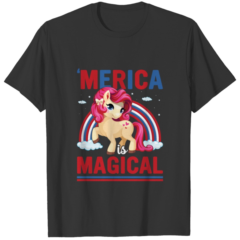 Merica Is Magical Patriotic Unicorn 4th Of July T-shirt