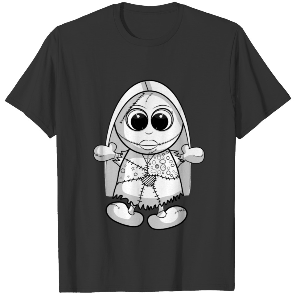 Drawing of a stitched together dolly for Halloween T-shirt