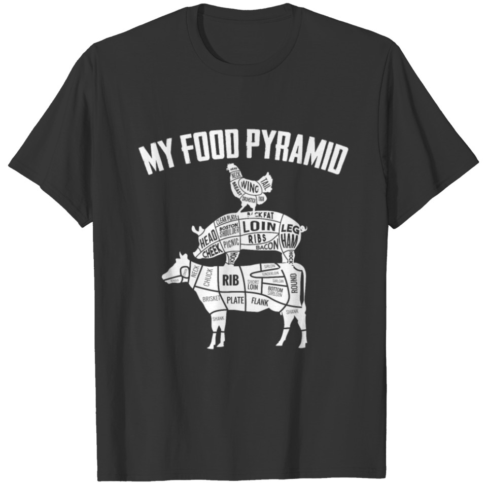 My Food Pyramid Meat Labeled Meat Eater Grill T-shirt