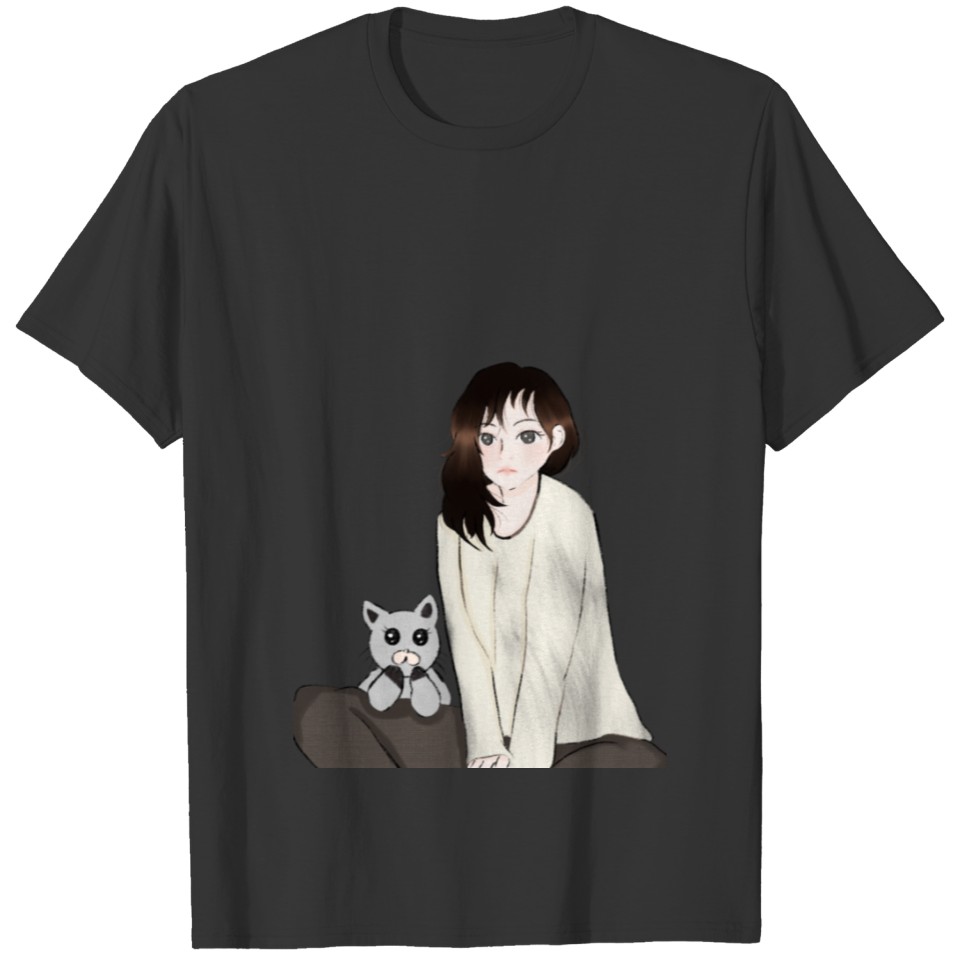 Girl with cat T Shirts