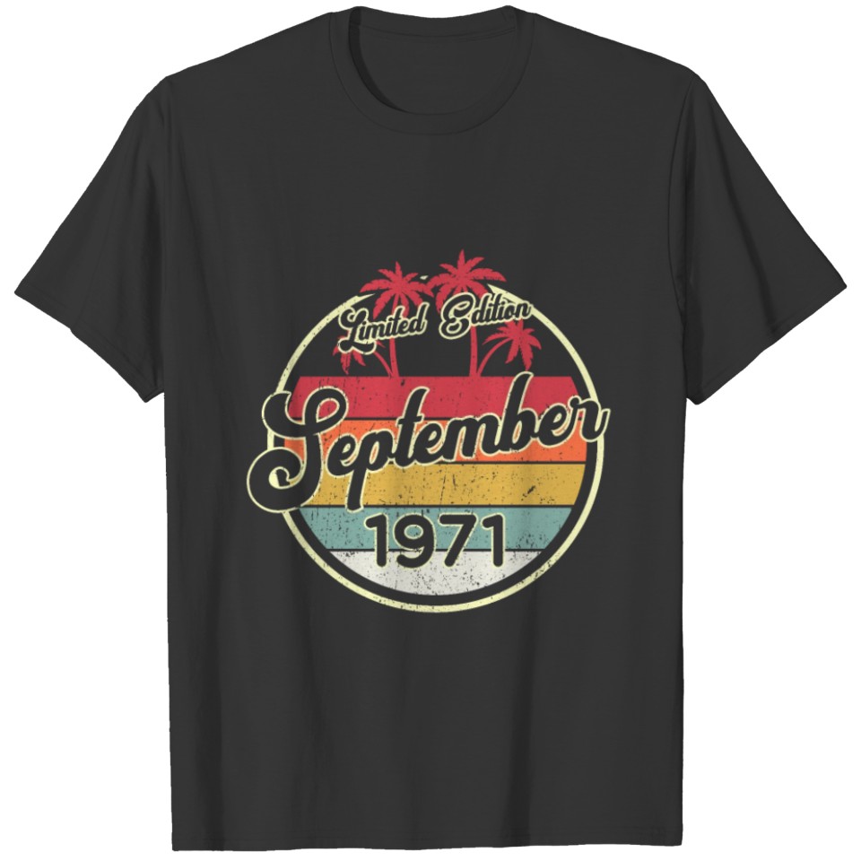 Vintage 80s September 1971 50th Birthday Gift Idea T Shirts